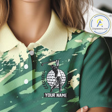 Load image into Gallery viewer, Green Golf Clubs Custom Name Womens Golf Polo Shirts Personalized Team Golf Tops NHN0007