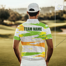 Load image into Gallery viewer, Mens Golf Polo Shirt Custom Name Green Pattern Golf Shirts Custom Golf Clubs For Team Golf Top NHN0020