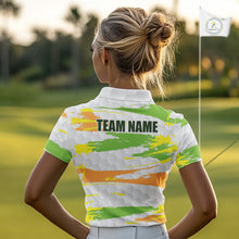 Load image into Gallery viewer, Womens Golf Polo Shirt Custom Name Green Pattern Golf Shirts Custom Golf Clubs For Team Golf Top NHN0020