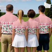 Load image into Gallery viewer, Flamingo Argyle Pattern Womens Golf Polo Shirt Funny Floral Custom Golf Shirt Unique Golfer Gift Apparel NHN0022