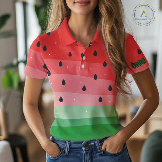 Watermelon Polo Shirt, Funny Womens Golf Polo Shirts Custom Golf Attire For Ladies, Golf Gifts NHN0152