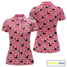 Load image into Gallery viewer, Pink Flamingo Pattern Womens Golf Polo Shirts Custom Name Funny Team Ladies Golf Tops, Golf Gifts NHN0160