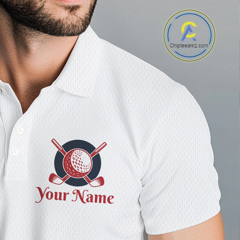 Matching Golf Polo Shirts for Couples Custom Red & Blue Argyle Pattern Golf Ball Cactus Golf Shirts NHN0040