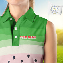 Load image into Gallery viewer, Funny Watermelon Polo Shirt, Womens Sleeveless Golf Polo Shirt Custom Watermelon Pattern Team Golf Top NHN0182