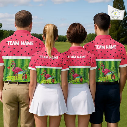Funny Watermelon Polo Shirt, Mens Golf Polo Shirts Custom Tropical Pattern, Flamingo Golf Shirts NHN0183