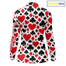 Load image into Gallery viewer, Poker Womens Long Sleeve Golf Polo Shirt Custom Name Funny Golf Top For Team, Golfer Gift For Ladies NHN0189