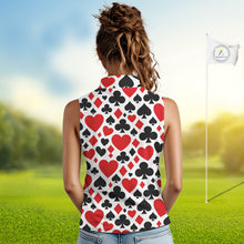 Load image into Gallery viewer, Poker Womens Sleeveless Golf Polo Shirt Custom Name Funny Golf Top For Team, Golfer Gift For Ladies NHN0189