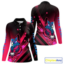 Load image into Gallery viewer, Funny Pink Wolf Womens Long Sleeve Polo Golf Shirts Custom Golf Ball Golf Shirt For Team Jersey NHN0056
