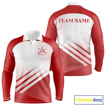 Load image into Gallery viewer, Red And White Long Sleeve Golf Polo Shirts For Men Custom Golf Tops For Men, Personalized Golf Gifts NHN0059