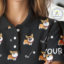 Load image into Gallery viewer, Personalized Womens Golf Polo Shirts Custom Cute Dogs Corgi Print Golf Shirts, Funny Ladies Golf Tops NHN0069