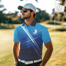 Load image into Gallery viewer, Mens Golf Polo Shirts Custom Name Golf Pattern Blue Polo Shirt Best Men Apparel For Team NHN0074