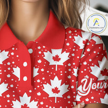 Load image into Gallery viewer, Red Maple Leaves Pattern Canadian Womens Golf Polo Shirts Custom Patriotic Golf Shirts For Men NHN0207
