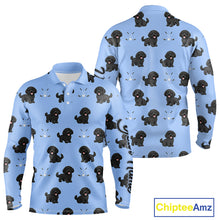 Load image into Gallery viewer, Long Sleeve Golf Polo Shirt Custom Funny Poodle Blue Pattern Team Mens Golf Tops, Dog Lover Gift NHN0208