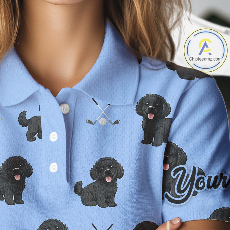 Womens Golf Polo Shirt Custom Funny Poodle Pattern Team Ladies Golf Tops, Dog Lover Gift NHN0208