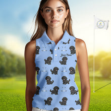 Load image into Gallery viewer, Womens Sleeveless Golf Polo Shirt Custom Funny Poodle Pattern Team Ladies Golf Tops, Dog Lover Gift NHN0208