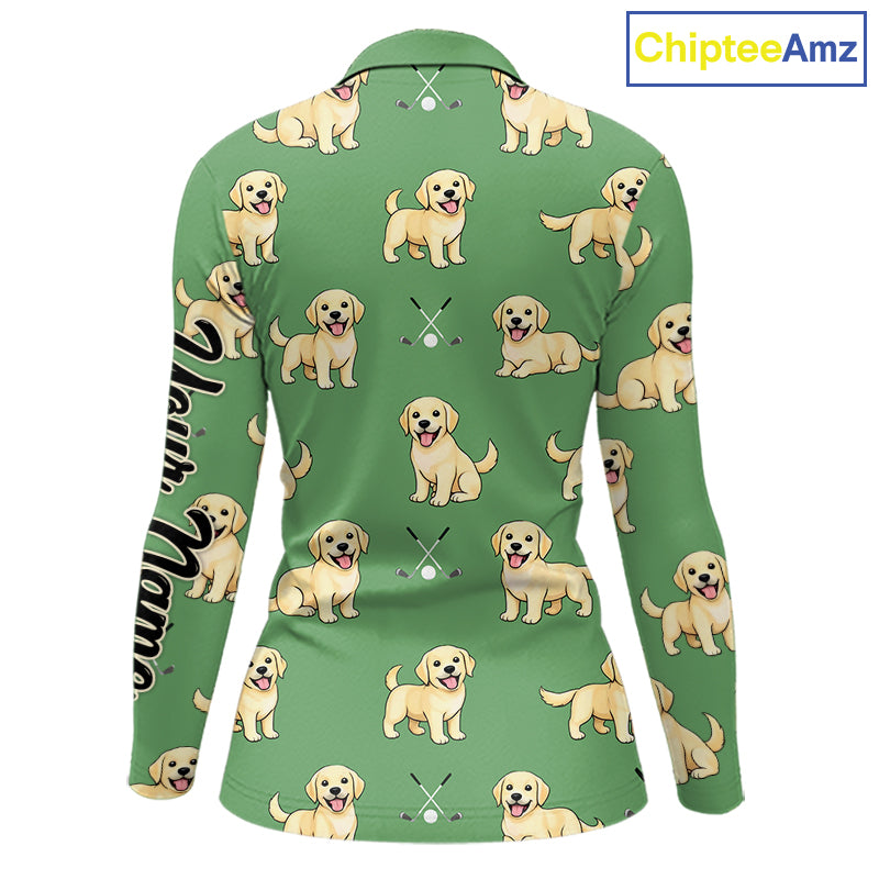 Womens Long Sleeve Golf Polo Shirt Custom Funny Labrador Retriever Team Ladies Golf Top, Dog Lover Gift NHN0215