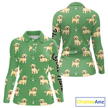 Load image into Gallery viewer, Womens Long Sleeve Golf Polo Shirt Custom Funny Labrador Retriever Team Ladies Golf Top, Dog Lover Gift NHN0215