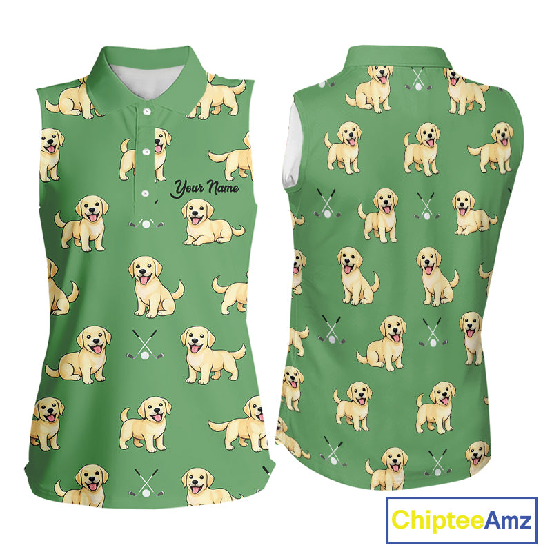 Womens Sleeveless Golf Polo Shirt Custom Funny Labrador Retriever Team Ladies Golf Top, Dog Lover Gift NHN0215