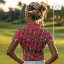 Load image into Gallery viewer, Golf Polo Shirts, Eagle Womens Golf Polo Shirts Custom Name Red Golf Shirts For Women, Golf Gifts NHN0091