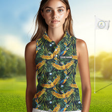 Load image into Gallery viewer, Womens Sleeveless Golf Polo Shirt Custom Colorful Parrots And Floral Tropical Pattern Team Golf Shirts NHN0092
