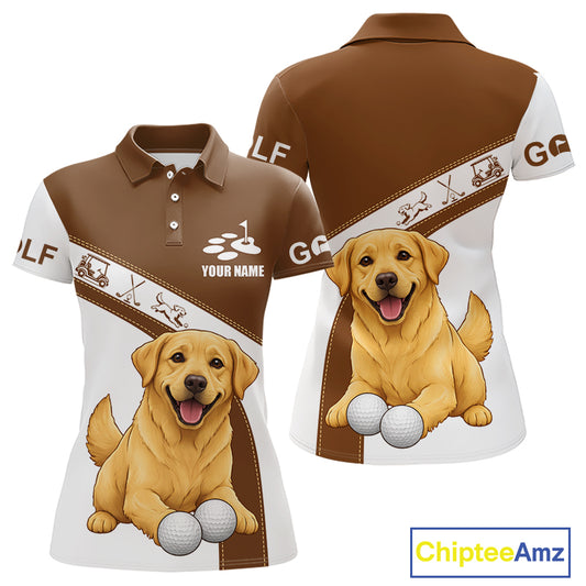Golden Retriever Womens Golf Polo Shirt Custom Funny Dog Lover Pattern Ladies Golf Tops, Golf Gift NHN0229