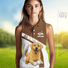 Load image into Gallery viewer, Golden Retriever Womens Sleeveless Golf Polo Shirt Custom Funny Dog Lover Ladies Golf Tops, Golf Gift NHN0229