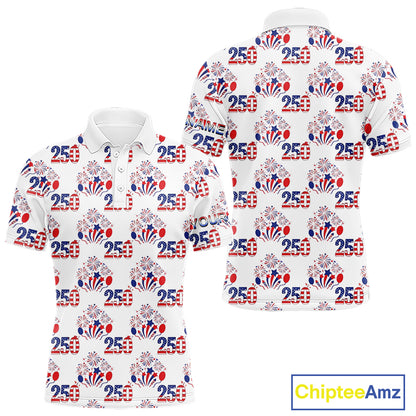 USA 250th Anniversary Mens Golf Polo Shirt Custom Golf Pattern Team Patriotic American Golf Tops NHN0231