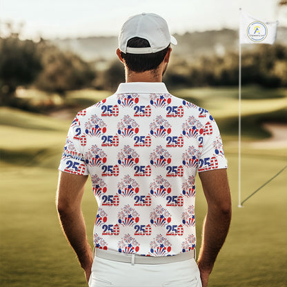 USA 250th Anniversary Mens Golf Polo Shirt Custom Golf Pattern Team Patriotic American Golf Tops NHN0231