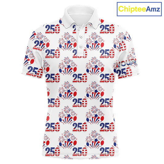 USA 250th Anniversary Mens Golf Polo Shirt Custom Golf Pattern Team Patriotic American Golf Tops NHN0231