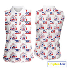 Load image into Gallery viewer, USA 250th Anniversary Womens Sleeveless Golf Polo Shirt Custom Golf Pattern Team Patriotic Golf Tops NHN0231