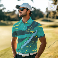 Load image into Gallery viewer, Mens Golf Polo Shirts Green Golf Clubs Custom Name Personalized Team Green Camo Golf Tops NHN0016