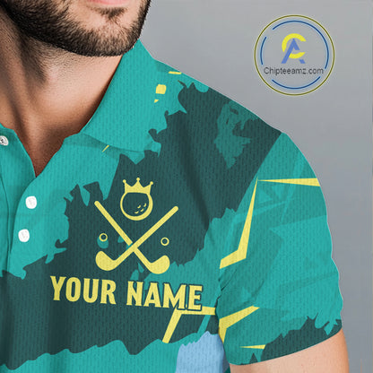 Mens Golf Polo Shirts Green Golf Clubs Custom Name Personalized Team Green Camo Golf Tops NHN0016