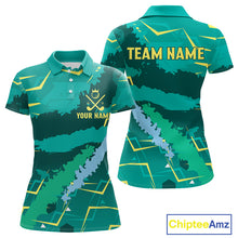 Load image into Gallery viewer, Womens Golf Polo Shirts Green Golf Clubs Custom Name Personalized Team Green Camo Golf Tops NHN0016