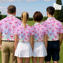 Load image into Gallery viewer, Violet Pastel Mens Golf Polo Shirts Custom Funny Flamingo Pattern Team Golf Tops For Men, Golf Gifts NHN0174