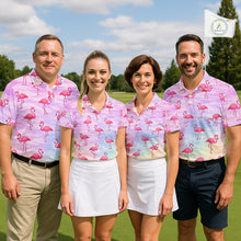 Load image into Gallery viewer, Violet Pastel Mens Golf Polo Shirts Custom Funny Flamingo Pattern Team Golf Tops For Men, Golf Gifts NHN0174