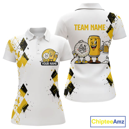 Argyle Pattern Womens Golf Polo Shirt – Custom Funny Beer Golf Shirt, Golf Gifts For Ladies NHN0046