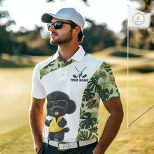 Load image into Gallery viewer, Funny Mens Golf Polo Shirt Green Tropical Pattern Custom Golf Clubs Shirts, Poodle Dog Lover Gift NHN0067