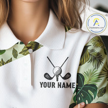 Load image into Gallery viewer, Funny Green Tropical Pattern Womens Golf Polo Shirts Custom White Golf Ball, Poodle Dog Lover Gift NHN0067