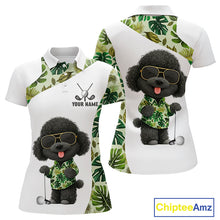 Load image into Gallery viewer, Funny Womens Golf Polo Shirt Custom Tropical Leaf Pattern Personalized Poodle Dog Golf Shirts For Women NHN0067