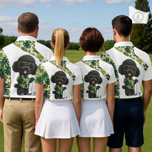 Load image into Gallery viewer, Funny Womens Golf Polo Shirt Custom Tropical Leaf Pattern Personalized Poodle Dog Golf Shirts For Women NHN0067