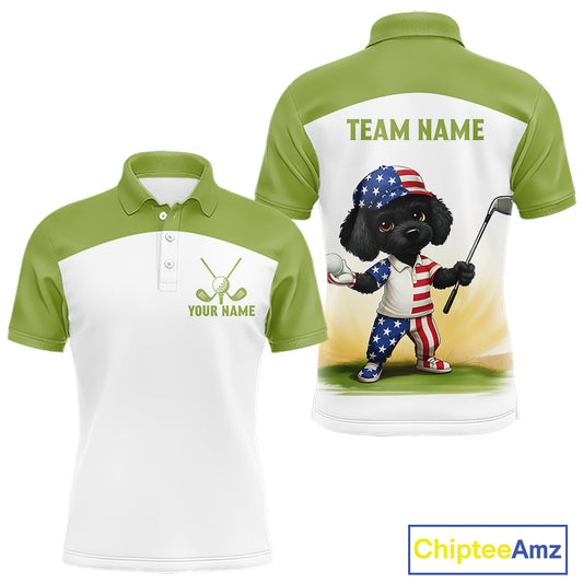 Funny Mens Golf Polo Shirts Custom Name Green Poodle Dog Golf Shirts Personalized NHN0079