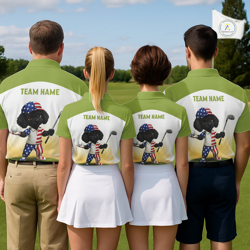 Funny Mens Golf Polo Shirts Custom Name Green Poodle Dog Golf Shirts Personalized NHN0079
