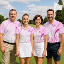 Load image into Gallery viewer, Pink White Mens Golf Polo Shirts Custom Name Golf Shirts For Men Personalized Golf Gifts NHN0015