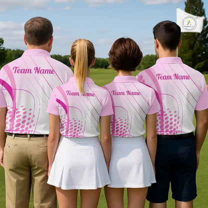 Pink White Womens Golf Polo Shirts Custom Name Golf Shirts For Women Personalized Golf Gifts  NHN0015