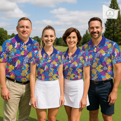 Colorful Paisley Pattern Mens Golf Polo Shirts Custom Tropical Golf Attire For Team NHN0147