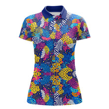 Load image into Gallery viewer, Colorful Paisley Pattern Womens Golf Polo Shirts Custom Tropical Golf Attire For Ladies, Golfer Gift NHN0147