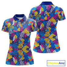 Load image into Gallery viewer, Colorful Paisley Pattern Womens Golf Polo Shirts Custom Tropical Golf Attire For Ladies, Golfer Gift NHN0147
