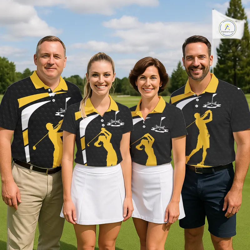Black And Yellow Golf Ball Mens Golf Polo Shirts Custom Golf Outfits Men Golf Gifts For Men NHN0042