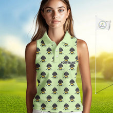 Load image into Gallery viewer, Green Womens Sleeveless Golf Polo Shirt Custom Ladies Golf Tops, Funny Poodle Dog Lover Gift NHN0068