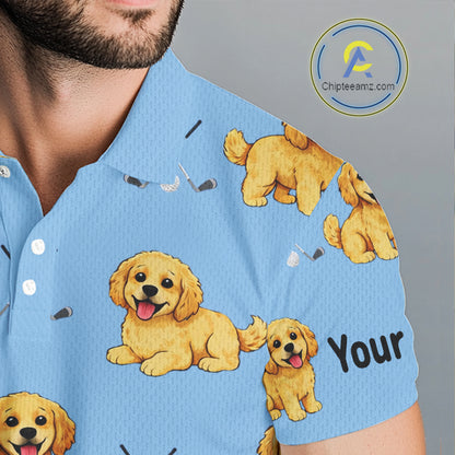 Mens Golf Polo Shirt Custom Funny Cockapoo Blue Pattern Team Mens Golf Tops, Dog Lover Gift NHN0209
